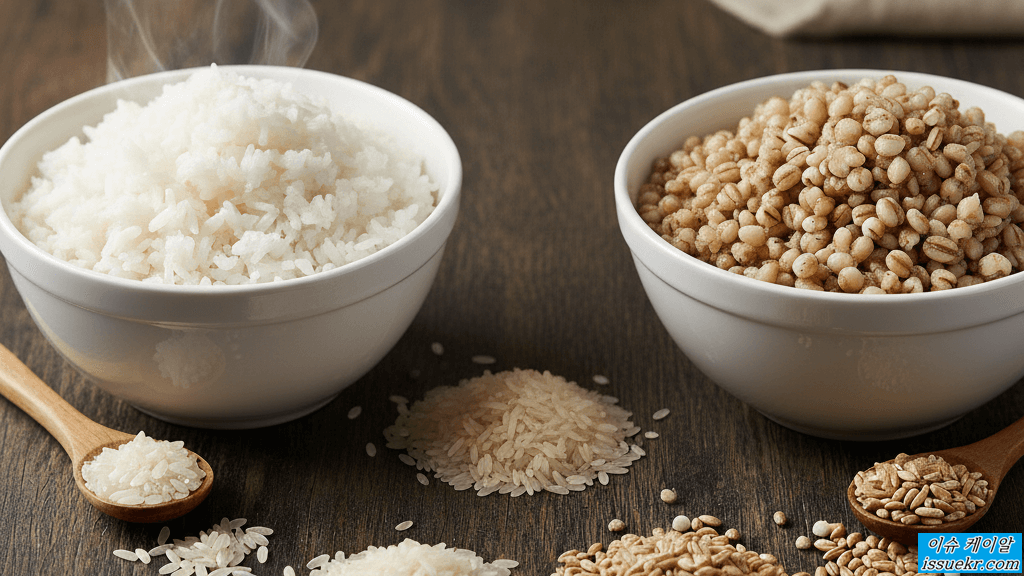 일반쌀(백미) vs 늘보리쌀: 영양 성분 집중 비교 분석! 🍚🌾