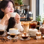 따뜻한 카페와 다채로운 커피 테이블 (1)
